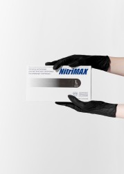 Перчатки одноразовые нитриловые неопудренные Черные размер L (50 пар)